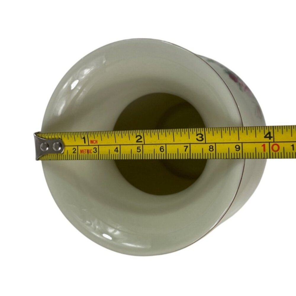 Formalities By Baum Bros Porcelain Vase With Floral Design & Gold Rim - Picture 10 of 12